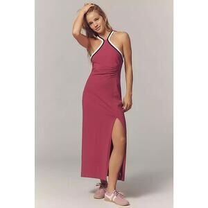 Daily Practice Halter Side-Slit Bodycon Maxi Dress Sleeveless Size M Pink